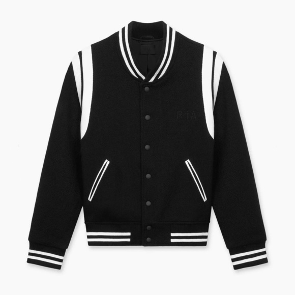 NWT Road to Awe RtA OPHELIE VARSITY JACKET Black white sz Large - Picture 1 of 8